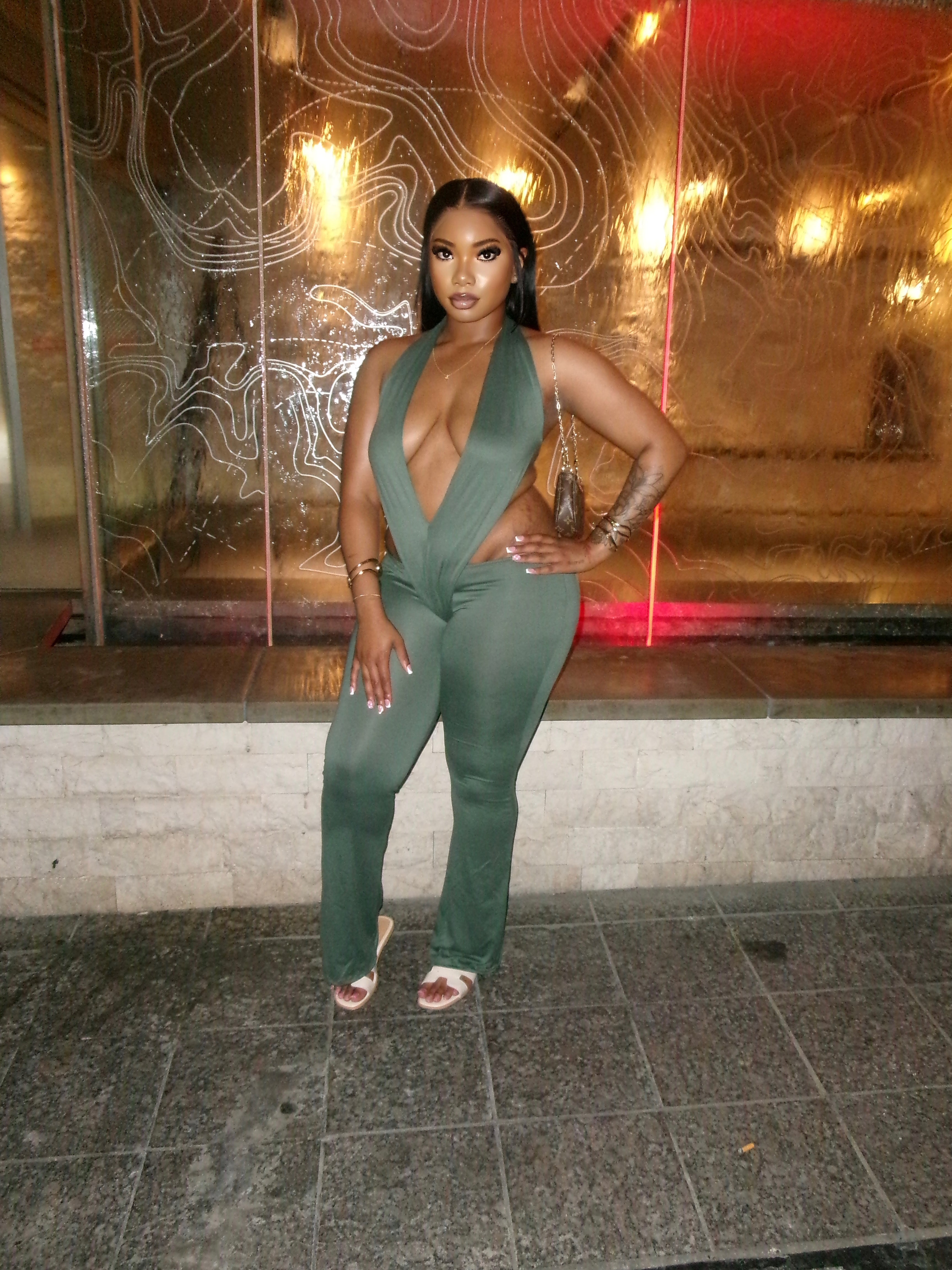 AM Olive Halter Jumpsuit